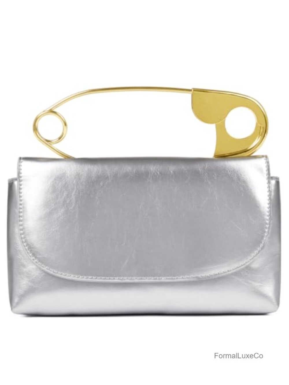 Gold Tone Metal Pin Handle Crossbody Evening Clutch Purse for Weddings